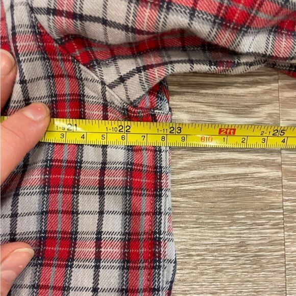 Timberland Mens Flannel red blue plaid button up shirt cotton long sleeves sz M - Picture 5 of 8